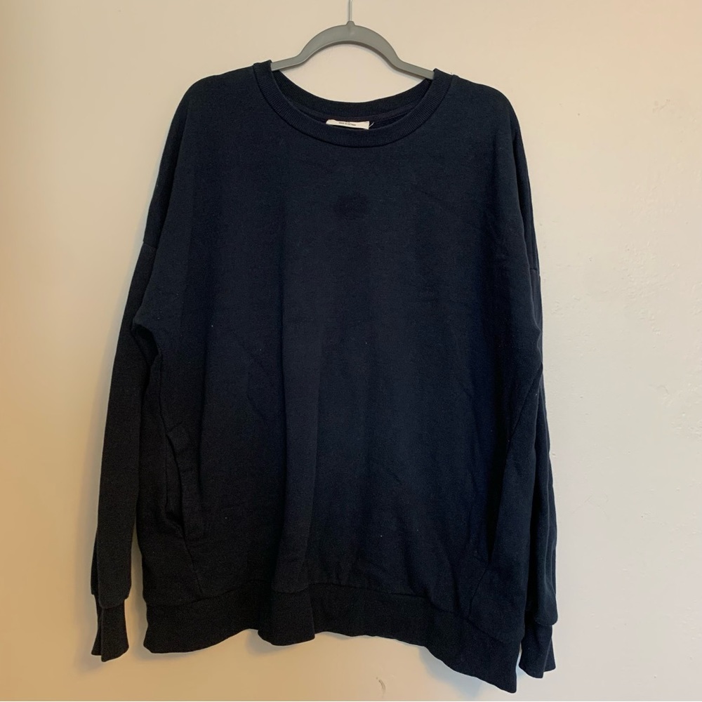Zenana 2X Navy Blue Crewneck Sweatshirt with Pockets